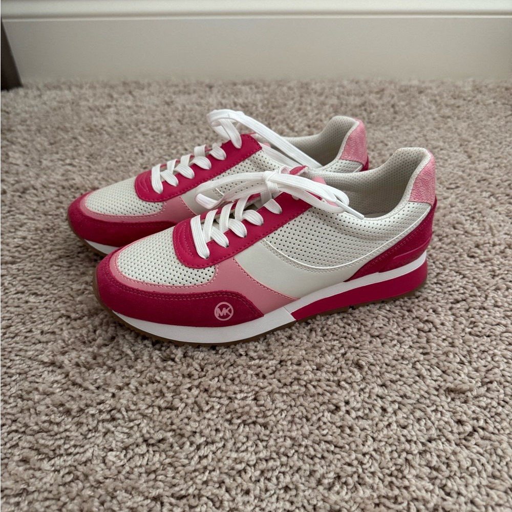 Michael Kors Pink and White Retro Sneakers